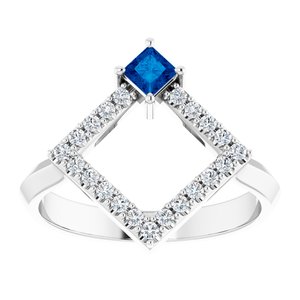 Platinum Natural Sapphire & 1/5 CTW Natural Diamond Geometric Ring