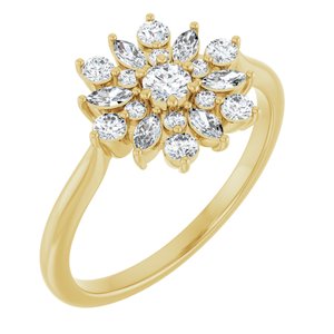 14K Yellow 1/2 CTW Natural Diamond Vintage-Inspired Ring