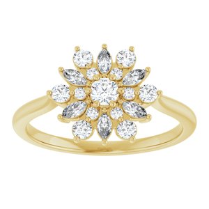 14K Yellow 1/2 CTW Natural Diamond Vintage-Inspired Ring