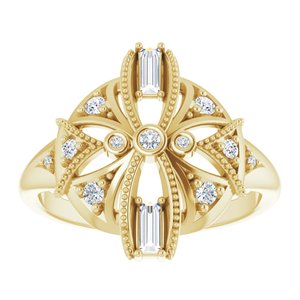 14K Yellow 1/4 CTW Natural Diamond Vintage-Inspired Ring