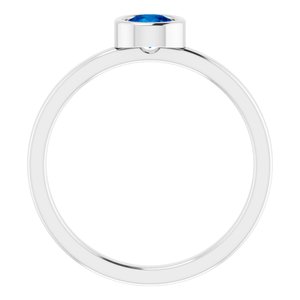 14K White 4.5 mm Lab-Grown Blue Sapphire Ring