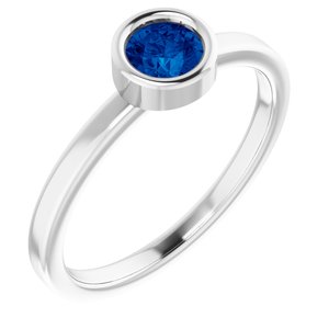 14K White 4.5 mm Lab-Grown Blue Sapphire Ring