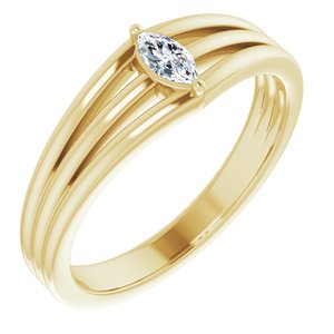 14K Yellow 1/8 CT Natural Diamond Geometric Ring