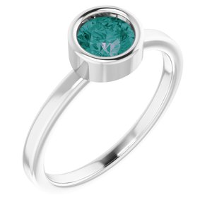 14K White 5.5 mm Lab-Grown Alexandrite Ring