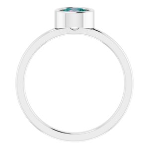 14K White 5.5 mm Lab-Grown Alexandrite Ring