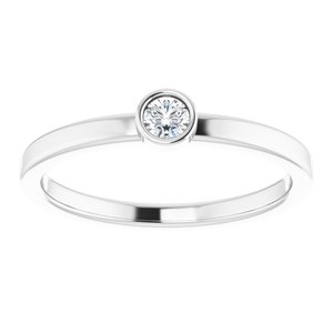 14K White 3 mm Natural Diamond Ring