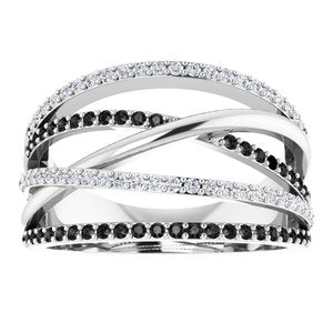 14K White 1/2 CTW Natural Black & White Diamond Ring  68324:101:P