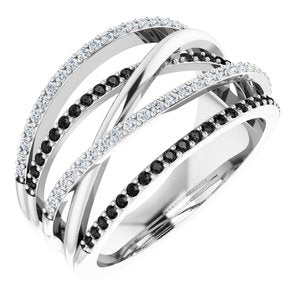 14K White 1/2 CTW Natural Black & White Diamond Ring  68324:101:P