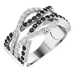 14K White 1 CTW Natural Black & White Diamond Ring 68325:101:P