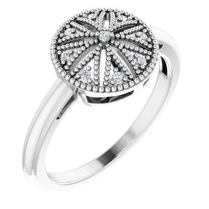 Sterling Silver .04 Natural Diamond Filigree Ring 68940:106:P