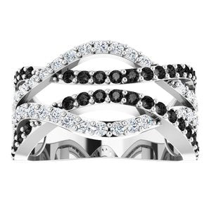 14K White 1 CTW Natural Black & White Diamond Ring 68325:101:P