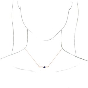 14K Rose Lab-Grown Blue Sapphire & 1/8 CTW Natural Diamond 18" Necklace 86812:742:P