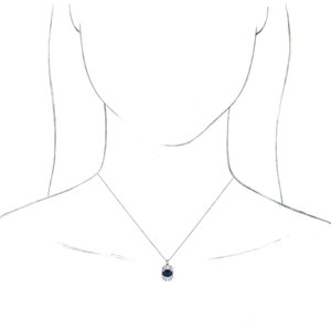 Platinum Natural Blue Sapphire & 1/3 CTW Natural Diamond 16-18" Necklace