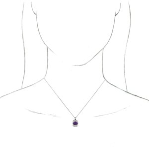 Platinum Natural Amethyst & 1/3 CTW Natural Diamond 16-18" Necklace