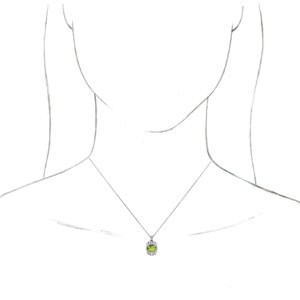 Platinum Natural Peridot & 1/3 CTW Natural Diamond 16-18" Necklace