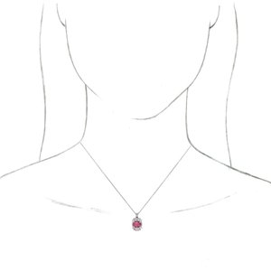 Platinum Natural Pink Tourmaline & 1/3 CTW Natural Diamond 16-18" Necklace