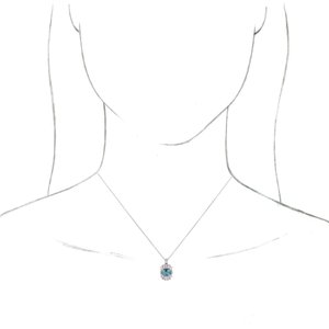 Platinum Natural Aquamarine & 1/3 CTW Natural Diamond 16-18" Necklace