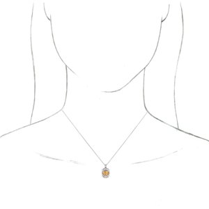 Platinum Natural Citrine & 1/3 CTW Natural Diamond 16-18" Necklace