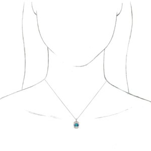 Platinum Natural Blue Zircon & 1/3 CTW Natural Diamond 16-18" Necklace