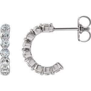 14K White 3/4 CTW Natural Diamond 12.7 mm Hoop Earrings