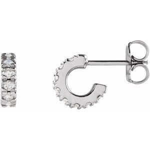 Sterling Silver 1/4 CTW Diamond French-Set 8 mm Huggie Earrings