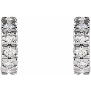 Sterling Silver 1/4 CTW Diamond French-Set 8 mm Huggie Earrings