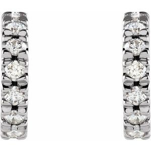 14K White 10 mm 1/3 CTW Natural Diamond French-Set Huggie Earrings