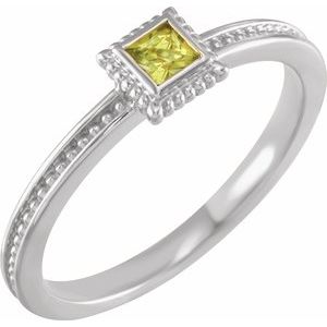 Sterling Silver Natural Peridot Family Stackable Ring 71518:6027:P