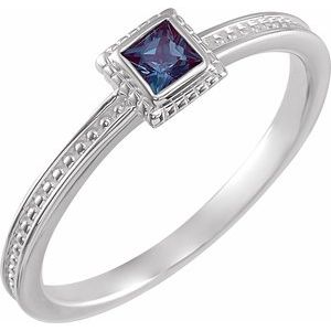 Sterling Silver Lab-Grown Alexandrite Family Stackable Ring 71518:6051:P