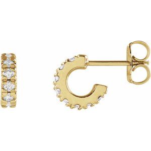 14K Yellow 1/4 CTW Lab-Grown Diamond French-Set 8 mm Huggie Earrings