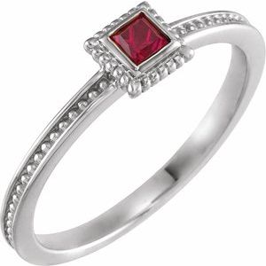 14K White Natural Ruby Family Stackable Ring 71518:6020:P