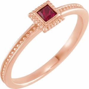 14K Rose Natural Ruby Family Stackable Ring 71518:6022:P