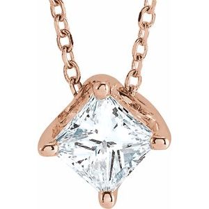 14K Rose 3/4 CT Natural Diamond Solitaire 16-18" Necklace 86992:6082:P