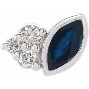 Sterling Silver Natural Blue Sapphire & .03 CTW Natural Diamond Right Earring