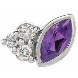 Sterling Silver Natural Amethyst & .03 CTW Natural Diamond Right Earring