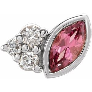 Sterling Silver Natural Pink Tourmaline & .03 CTW Natural Diamond Right Earring