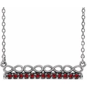 Sterling Silver Natural Mozambique Garnet Infinity-Inspired Bar 16" Necklace