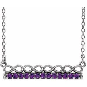 Sterling Silver Natural Amethyst Infinity-Inspired Bar 16" Necklace