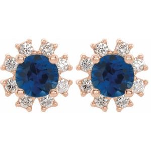 14K Rose Natural Blue Sapphire & 1/2 CTW Natural Diamond Earrings 2000028:6242:P