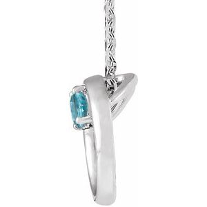 Sterling Silver Natural Blue Zircon Circle 16-18" Necklace