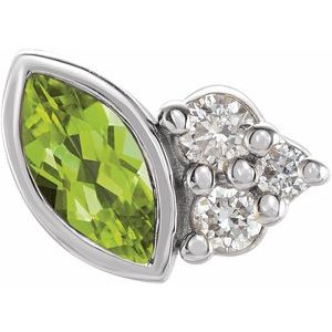 Sterling Silver Natural Peridot & .03 CTW Natural Diamond Left Earring