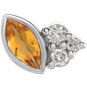 Sterling Silver Natural Citrine & .03 CTW Natural Diamond Left Earring