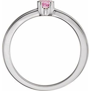 Sterling Silver Natural Pink Tourmaline Family Stackable Ring 71356:6039:P