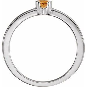 Sterling Silver Natural Citrine Family Stackable Ring 71356:6043:P