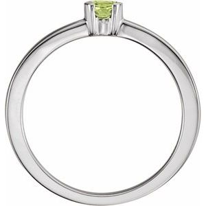 Sterling Silver Natural Peridot Family Stackable Ring 71356:6031:P