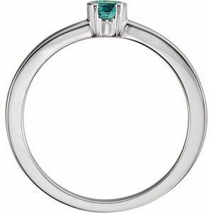 14K White Natural Alexandrite Family Stackable Ring 71356:6020:P