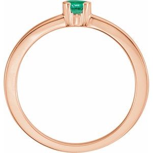 14K Rose Natural Emerald Family Stackable Ring 71356:6018:P