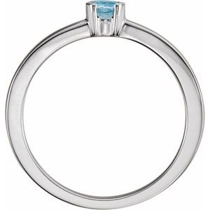 Sterling Silver Natural Aquamarine Family Stackable Ring 71356:6011:P