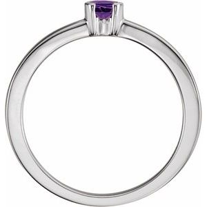 Sterling Silver Natural Amethyst Family Stackable Ring 71356:6007:P