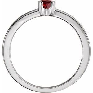 Sterling Silver Natural Mozambique Garnet Family Stackable Ring 71356:6003:P